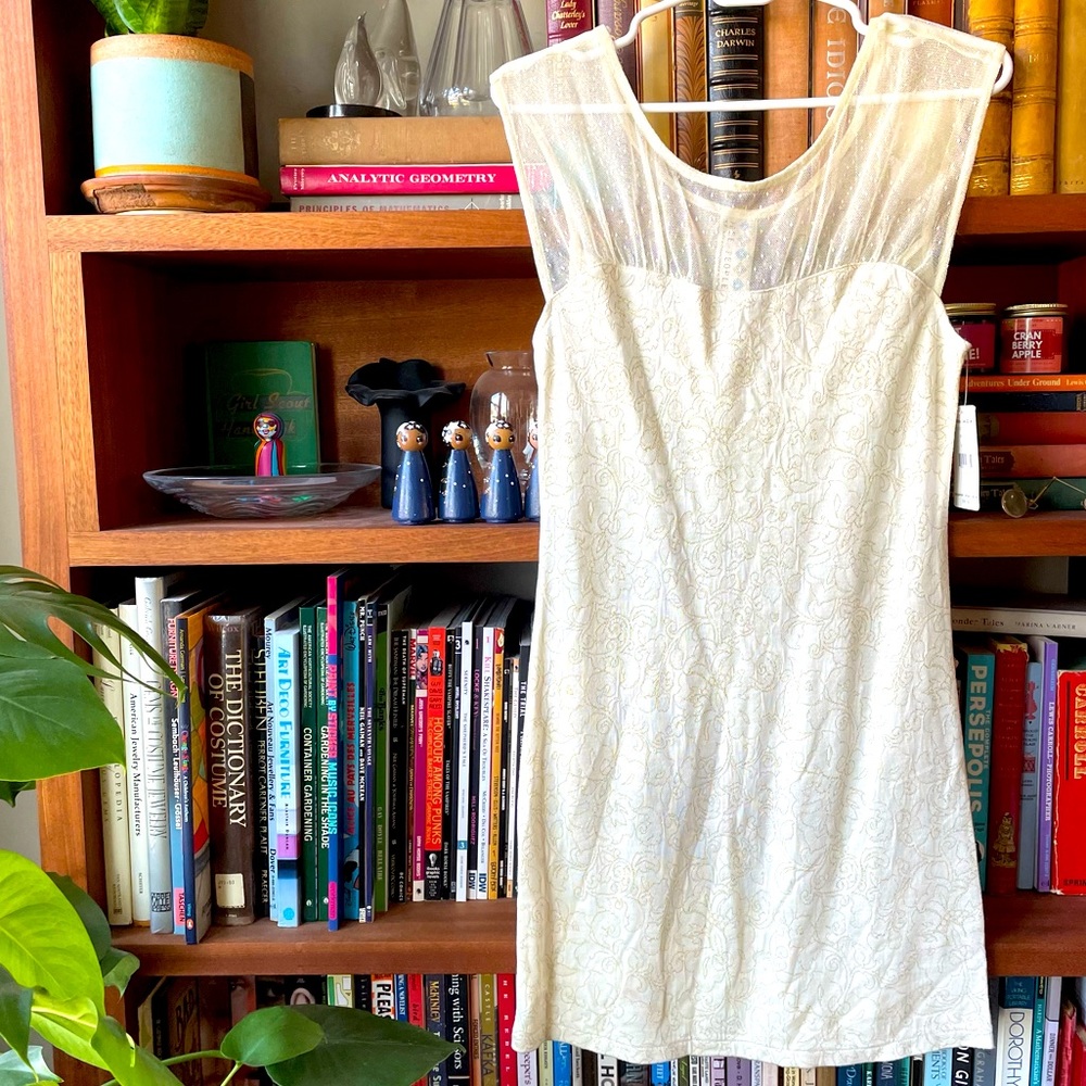 Free People cream cocktail dress with sheer top